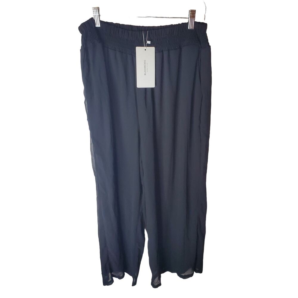 BloomChic Polyester Double Layer Pull-On Black Pants, 1X, NWT